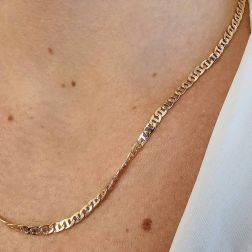 Photo of worn Yellow and White Gold 50cm x 3.50mm Traversino Necklace