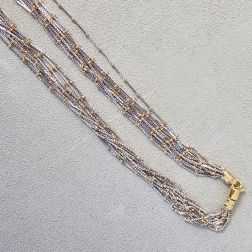 Collana 50cm fili Veneta in oro bianco con dettagli in oro giallo