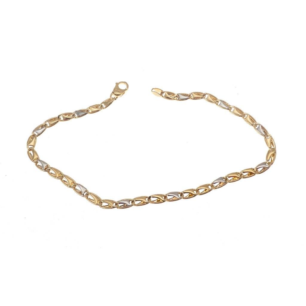 Ovals with Triangles Bracelet in Yellow and White Gold
