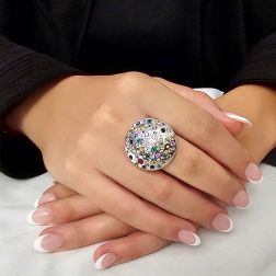 Anello Coriandoli Oro Bianco foto indossata