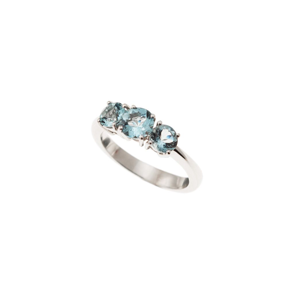 Aquamarine Trilogy Ring in White Gold