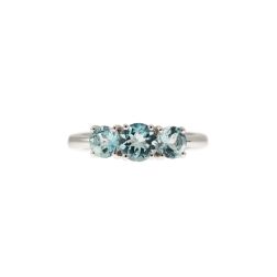 Aquamarine Trilogy Ring in White Gold