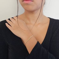 Photo of worn Open Bangle Bracelet with Beads in Yellow Gold