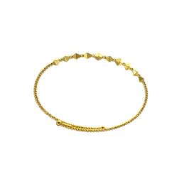 Bracciale Rigido aperto con palline e Rombi tridimensionali in Oro Giallo