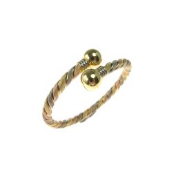 Bracciale Rigido aperto 2 Sfere Contrariè Torchon Godronato 3 colori dell'Oro