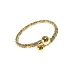 Rigid bracelet spiral with 2 spheres in yellow, white and rose gold