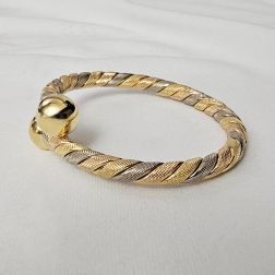Bracciale Rigido aperto 2 Sfere Contrariè Torchon Godronato 3 colori dell'Oro
