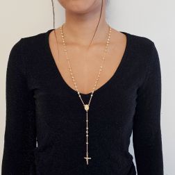 Photo of worn Yellow Gold Rosary Necklace spheres 4.80mm