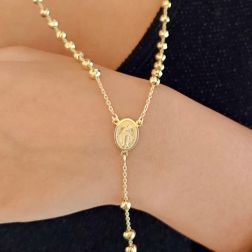 Collana Rosario Oro Giallo sfere 4.80mm foto indossata