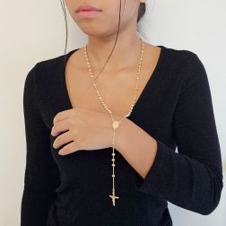 Collana Rosario Oro Giallo sfere 4.80mm foto indossata