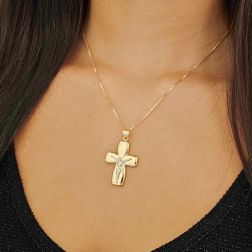 Photo of worn Large Cross in yellow gold with christ in white gold