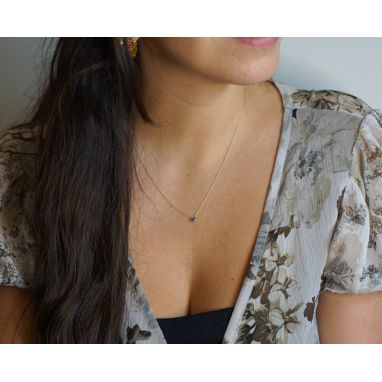 Ciondolo In Argento 925 Con Zaffiro Blu Naturale Ovale Fatto A Mano - India