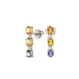 Orecchini Trilogy Zaffiri colorati Mandarino, Giallo, Blu e Diamanti