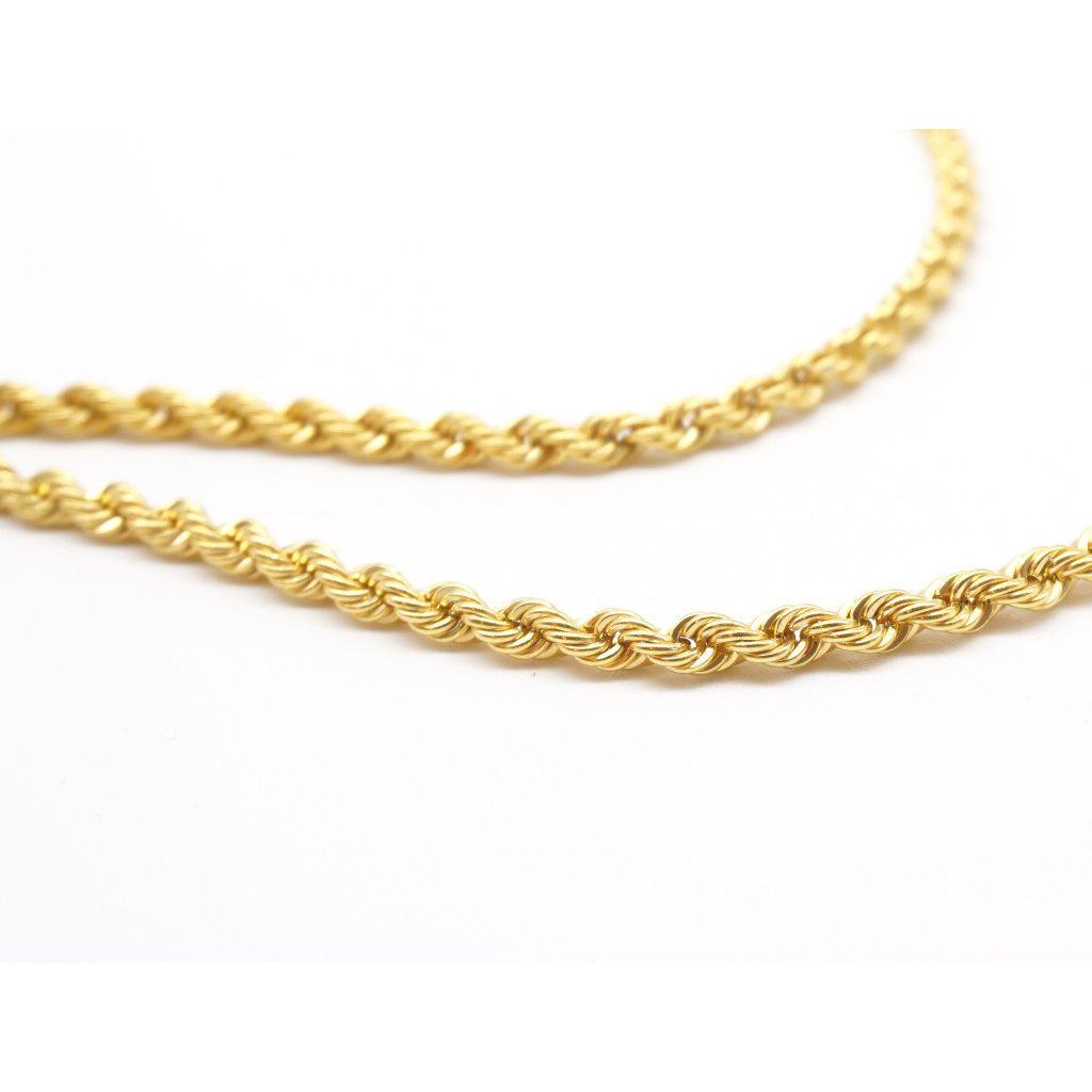 Rope necklace 42cm x 5.30mm in 18kt yellow gold.