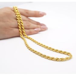 Rope necklace 42cm x 5.30mm in 18kt yellow gold.