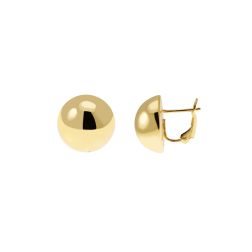 Super Lightweight Semi-Sphere Shaped Lobe Earrings in Yellow Gold