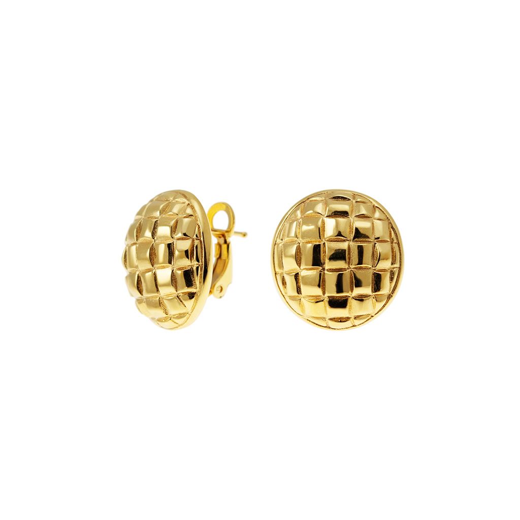 Super Lightweight Vintage Button Earrings in Yellow Gold