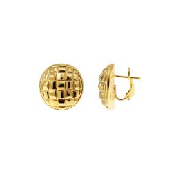 Super Lightweight Vintage Button Earrings in Yellow Gold