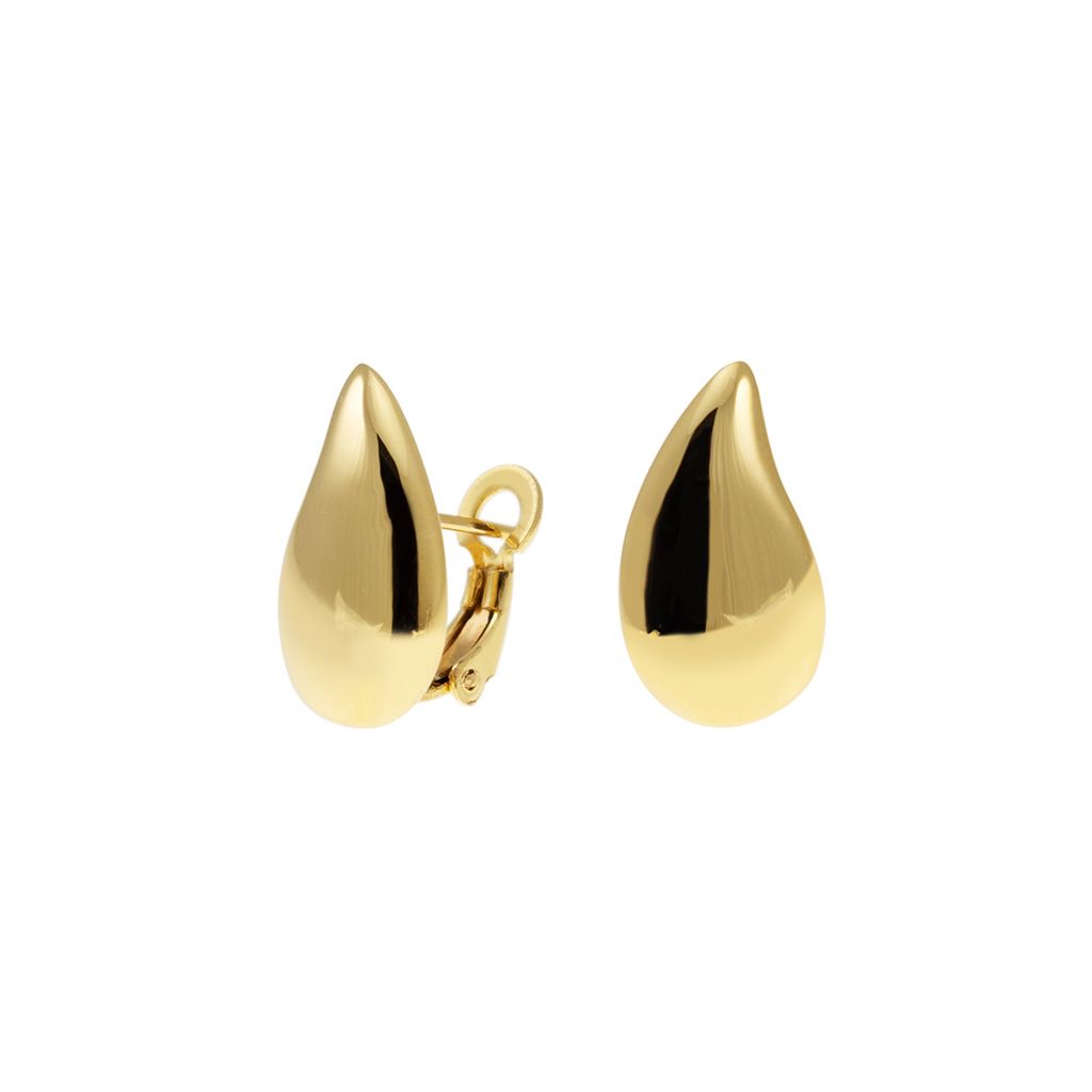 Super Lightweight Drop Shaped Lobe Earrings in Yellow Gold