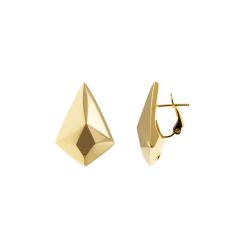 Super Lightweight Prism Shaped Lobe Earrings in Yellow Gold