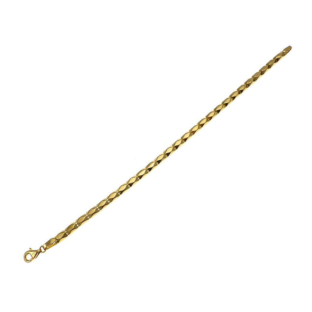 Bracelet with faceted diamond pattern in yellow gold