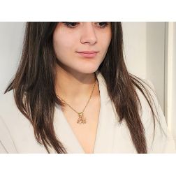 Photo of worn Multicolor Sapphires Octopus Brooch Pendant