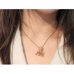 Photo of worn Multicolor Sapphires Octopus Brooch Pendant