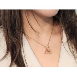 Photo of worn Multicolor Sapphires Octopus Brooch Pendant