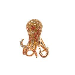 Multicolor Mandarin and Yellow Sapphires Octopus Brooch Pendant