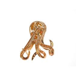 Multicolor Mandarin and Yellow Sapphires Octopus Brooch Pendant