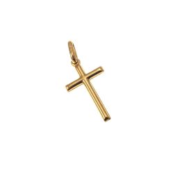 Double-Sided Hammered and Polished Cross in Yellow and White Gold - back