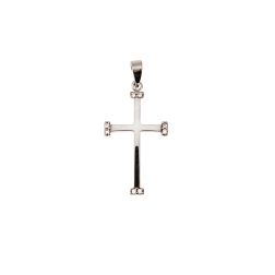 White Gold Polished Cross Pendant with Zircons
