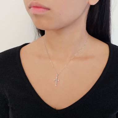 Croce doppia in acciaio 316L con zirconi CA045