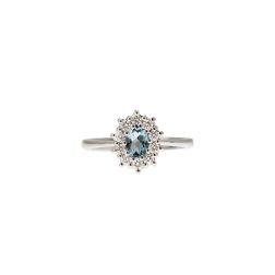 Kate ring with 6x4mm Acquamarine and 10 Diamonds