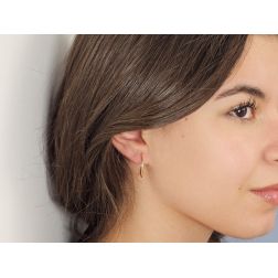 Photo of worn Hoops circles 2.05cm x 1mm in Yellow Gold