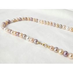 Collana Perle Rosa Multicolor in Oro Giallo