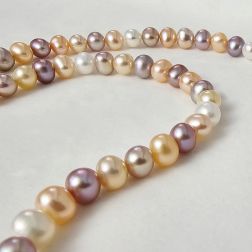 Collana Perle Rosa Multicolor in Oro Giallo