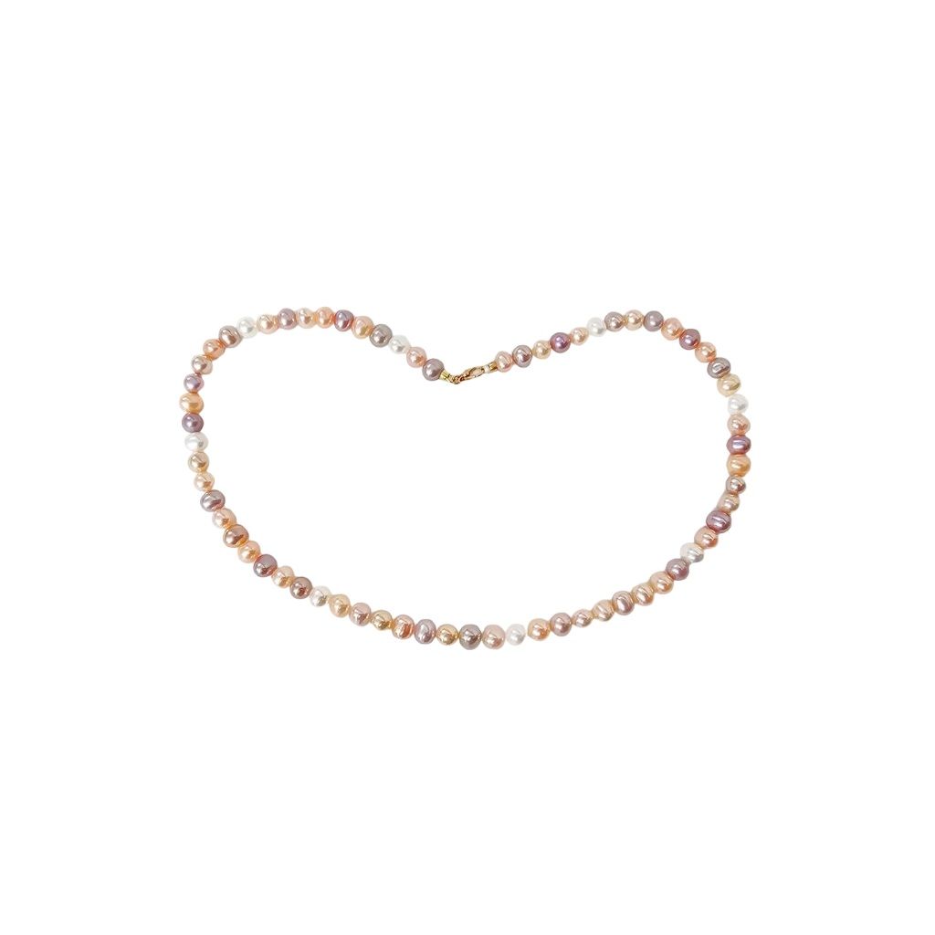 Collana Perle Rosa Multicolor in Oro Giallo