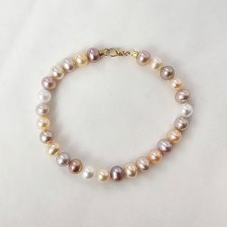 Bracciale Perle Rosa Multicolor in Oro Giallo