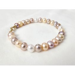 Bracciale Perle Rosa Multicolor in Oro Giallo