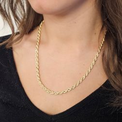 Collana Corda oro giallo 50cm x 4.80mm foto indossata