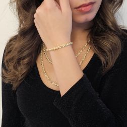 Rope necklace 50cm 60cm and Bracelet x 4.80mm in yellow gold