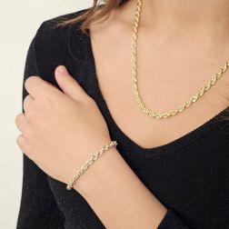 Collana Corda oro giallo 50cm e Bracciale x 4.80mm foto indossata
