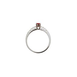 Oval Ruby Solitaire Ring with 8 Diamonds in White Gold - Italian Size 12