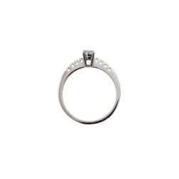Oval Aquamarine Solitaire Ring with 8 Diamonds in White Gold