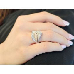 Photo of worn Leaf Design Ring with 148 Diamonds in White Gold and Rose Gold