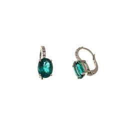 Emerald 9mm x 6.8mm and Diamond Earrings