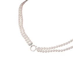 Double strand Fresh Water Pearl Necklace with White Gold Clasp