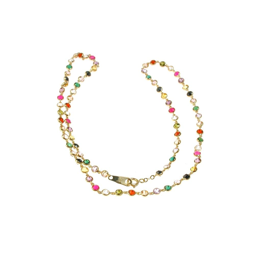 Round Faceted Multicolored stones Necklace in yellow gold