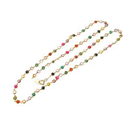 Round Faceted Multicolored stones Necklace in yellow gold